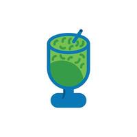 Illustration of a glass of fresh green dawet ice that is sweet, delicious and refreshing. Design element illustration of traditional Indonesian drink icon vector