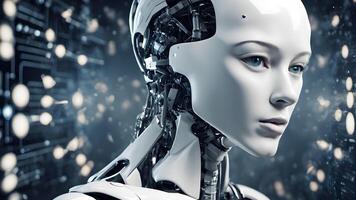 advanced artificial intelligence for the future rise in technological singularity using deep learning algorithms. . photo