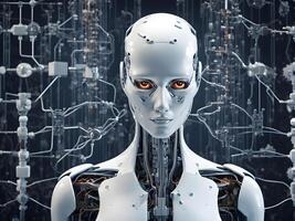 advanced artificial intelligence for the future rise in technological singularity using deep learning algorithms. . photo