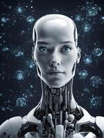 advanced artificial intelligence for the future rise in technological singularity using deep learning algorithms. . photo