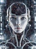advanced artificial intelligence for the future rise in technological singularity using deep learning algorithms. . photo