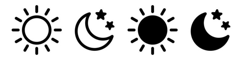 Sun icon and moon icon illustration isolated sign symbol. vector