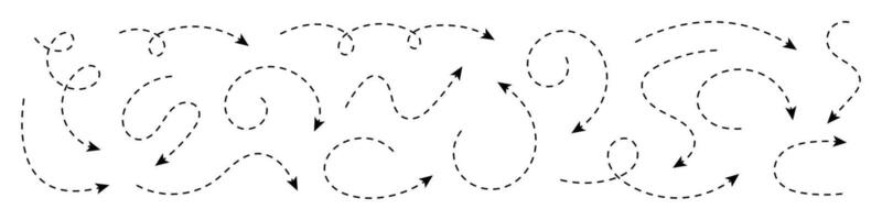 Curved dotted arrow. Zigzag arrow stripes design with dotted lines. vector