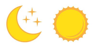 Moon with stars and sun flat icon, night and day icon. vector