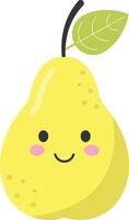 Pear cartoon smiling fruit illustration vector