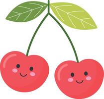 Cherries cartoon smiling fruit illustration vector