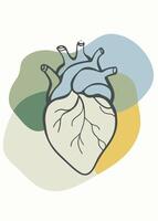 One line art of Human heart drawing Abstract minimal continuous line wall decor vector
