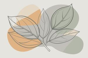 One line art of Leaf drawing Abstract continuous line art vector