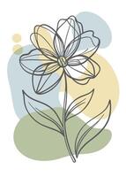 One line art of the Flower drawing Abstract minimal continuous line art wall decor vector