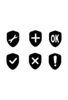 simple sheet icon shield. icon add, less, ok, setting. protection icon vector