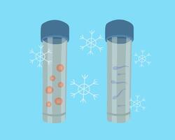 Illustration of egg and sperm freezing. Cryopreservation of eggs and sperm. Reproductive clinic. Artificial insemination. vector