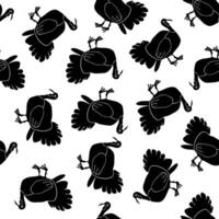 Illustration of pattern with turkeys. Black and white pattern with animals. vector