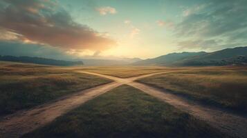 Crossroad decision concept. Journey of Life photo