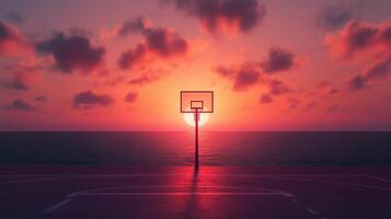 Basketball Hoop Against Sunset photo