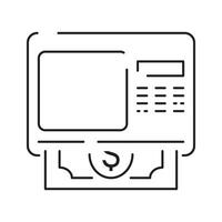 E-payment, E-wallet, Card Machine, ATM, QR Code, Credit card, Online Banking and Hand with card line icon. vector