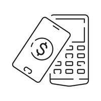 Banking, Payment Methods and Finance Related line icon with Pos Terminal, ATM Machine, Credit Card, Receipt. vector