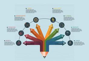 Infographic Startup template. Icons in different colors. Include Partnership, Precision, Career, Creativity and others. vector