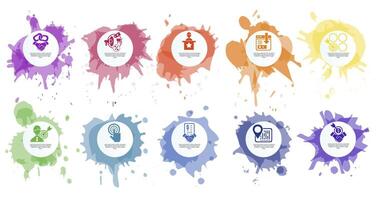 Infographic Affiliate Marketing template. Icons in different colors. Include Affiliate Link, Attribution, Authority Site, Landing Page and others. vector