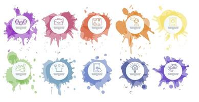 Infographic Customer Service template. Icons in different colors. Include Ivr, Solution, Touchpoint, Outsourcing and others. vector
