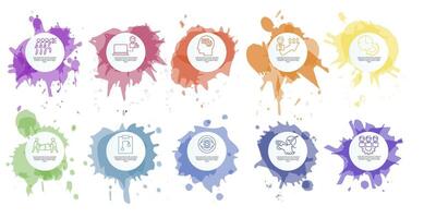 Infographic Teamwork template. Icons in different colors. Include Teamwork, Trust, Vision, Planning and others. vector
