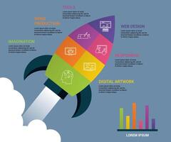 Infographic Web Design icons illustration. 6 colored steps info template with editable text. vector