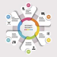 Infographic Teamwork template. Icons in different colors. Include Teamwork, Trust, Vision, Planning and others. vector