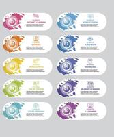Infographic E-Learning icons illustration. 10 colored steps info template with editable text. vector
