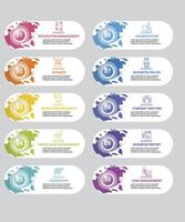 Infographic Reputation Management icons illustration. 10 colored steps info template with editable text. vector
