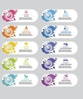 Infographic Biohacking icons illustration. 10 colored steps info template with editable text. vector