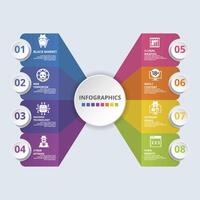 Infographic Banned Internet icons illustration. 8 colored steps info template with editable text. vector