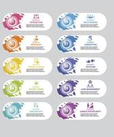 Infographic Management icons illustration. 10 colored steps info template with editable text. vector