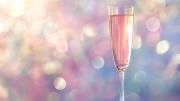 A champagne glass, translucent crystal reflecting photo