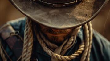 Cowboy inspiration with hat and rope photo