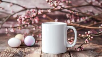Easter blank white coffee mug mockup photo