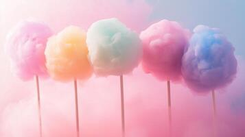 Colorful cotton candy in soft pastel color background photo