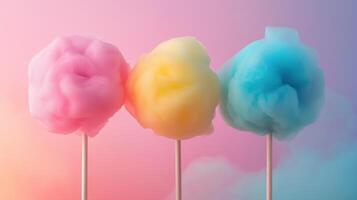 Colorful cotton candy in soft pastel color background photo