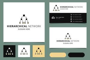 Hierarchical network logo design with editable slogan. Branding book and business card template. vector