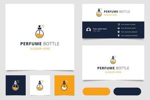 Perfume bottle logo design with editable slogan. Branding book and business card template. vector