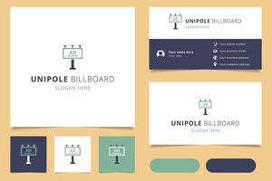 Unipole billboard logo design with editable slogan. Branding book and business card template. vector