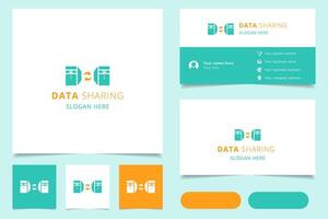 Data sharing logo design with editable slogan. Branding book and business card template. vector