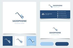 Saxophone logo design with editable slogan. Branding book and business card template. vector