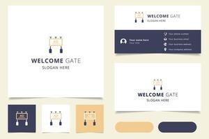 Welcome gate logo design with editable slogan. Branding book and business card template. vector