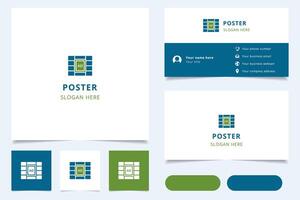 Poster logo design with editable slogan. Branding book and business card template. vector