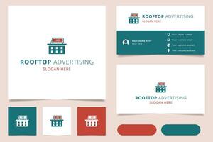 Rooftop advertising logo design with editable slogan. Branding book and business card template. vector