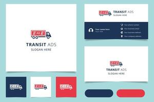 Transit ads logo design with editable slogan. Branding book and business card template. vector