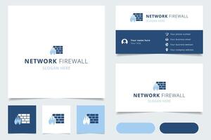 Network firewall logo design with editable slogan. Branding book and business card template. vector