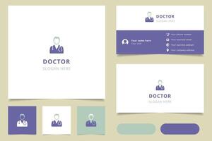 Doctor logo design with editable slogan. Branding book and business card template. vector