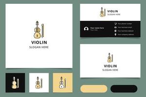 Violin logo design with editable slogan. Branding book and business card template. vector