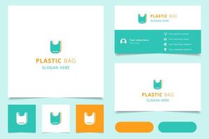 Plastic bag logo design with editable slogan. Branding book and business card template. vector