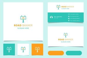 Road banner logo design with editable slogan. Branding book and business card template. vector